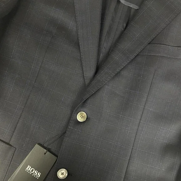 Hugo Boss Janson 6 Lanificio Tesse Biella Wool Navy Blue 2 Button Blazer Sz 42R - Picture 5 of 16